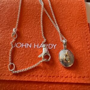 John Hardy Flame Talisman Necklace, Gold, Sterling Silver, Diamonds